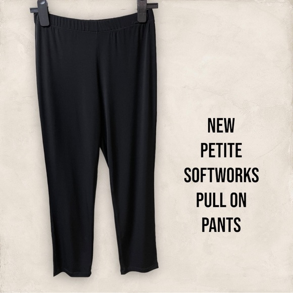 274 - NEW SOFTWORKS BLACK PETITE PULL ON PANTS STYLE 15212P38 - Picture 1 of 12